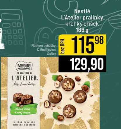 Nestlé L'Atelier pralinky křehký oříšek 186 g 