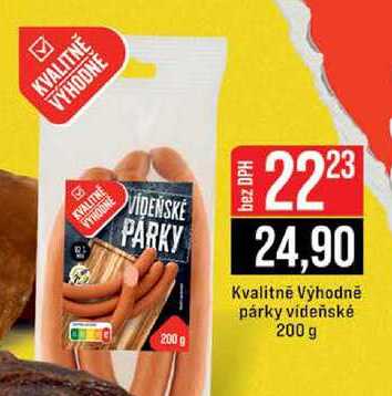 Kvalitně Výhodně párky vídeňské 200 g 