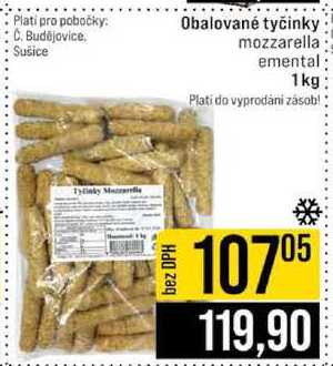 Obalované tyčinky mozzarella emental 1 kg