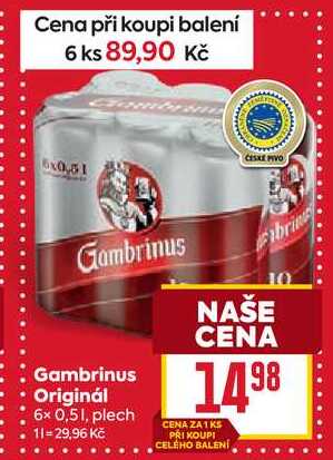 Gambrinus Originál 6x 0,51, plech
