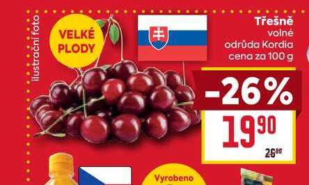 Třešně volné odrůda Kordia cena za 100g