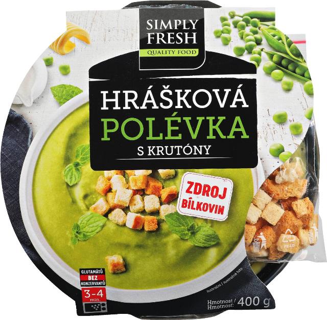 Simply Fresh Hotové polévky hrášková/rajčatová