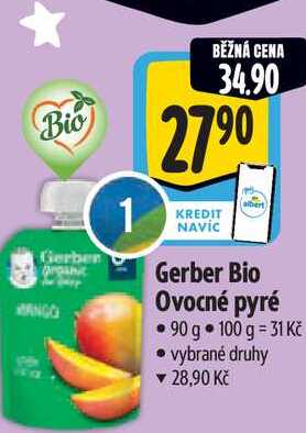 Gerber Bio Ovocné pyré, 90 g