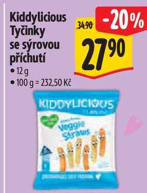 Kiddylicious Tyčinky se sýrovou příchutí, 12 g