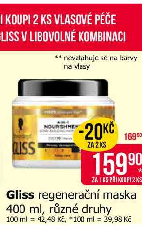 Gliss regenerační maska 400 ml, různé druhy 