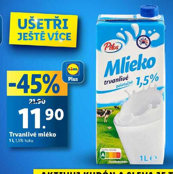 Trvanlivé mléko, 1 l