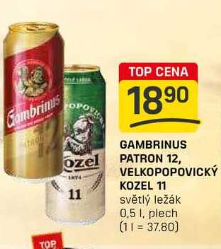 GAMBRINUS PATRON 12 světlý ležák 0,5 l, plech
