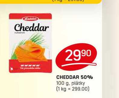 CHEDDAR 50% 100 g, plátky 
