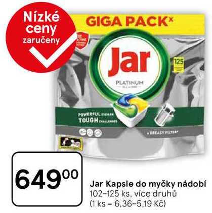 Jar Kapsle do myčky nádobí, 102-125 ks 