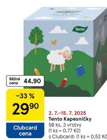 Tento Kapesníčky, 58 ks, 3 vrstvy 