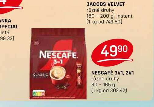 NESCAFÉ 3V1, 2V1 různé druhy 80-165 g