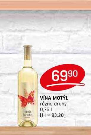 VÍNA MOTÝL různé druhy 0,75l