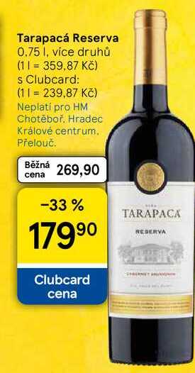 Tarapacá Reserva, 0.75 l, více druhů   