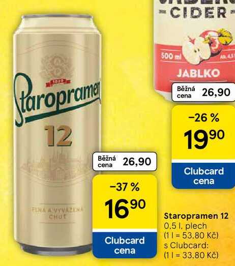 Staropramen 12, 0.5 l, plech   v akci