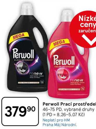 Perwoll Prací prostředek, 46-75 PD, vybrané druhy 