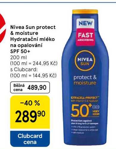 Nivea Sun protect & moisture Hydratační mléko na opalování SPF 50+, 200 ml  