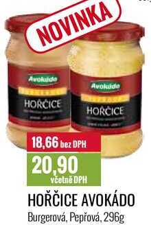 HOŘČICE AVOKÁDO Burgerová, Pepřová, 296g 