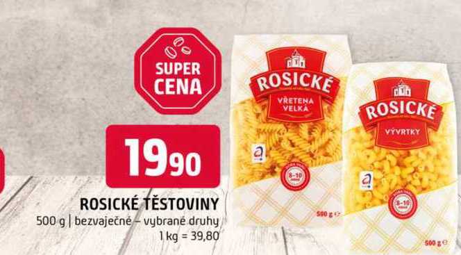 Rosické těstoviny 500 g bezvaječné vybrané druhy 