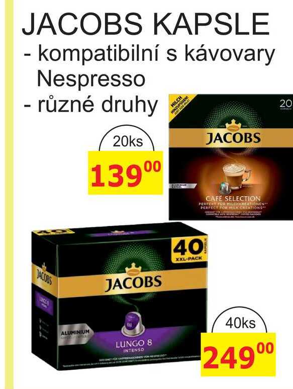 Jacobs Tassimo kávové kapsle 20 kapslí, různé druhy
