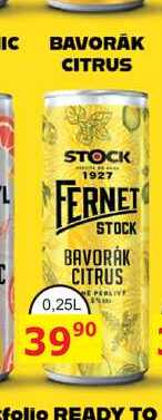 FERNET STOCK BAVORÁK CITRUS 0,25L míchaný drink