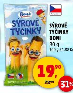 SÝROVÉ TYČINKY TYČINKY BONI, 80 g  
