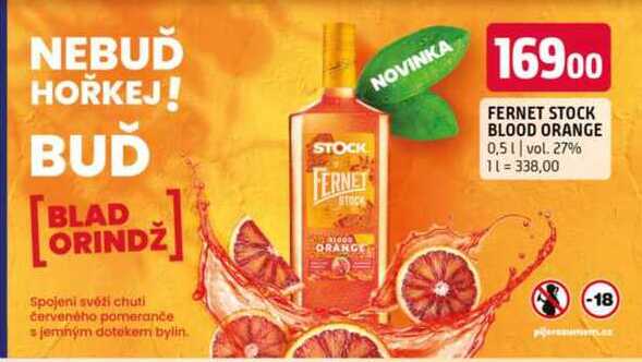 Fernet Stock blood orange 0,5l, vybrané druhy 0.5l