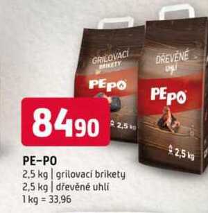 PE-PO 2.5 kg grilovací brikety 2,5 kg dřevěné uhli 
