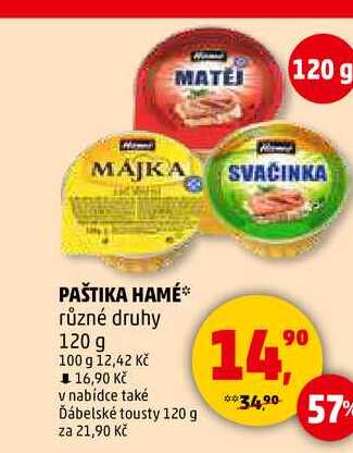 PAŠTIKA HAMÉ různé druhy, 120 g 