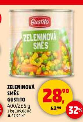 ZELENINOVÁ SMĚS GUSTITO, 400/265 g 