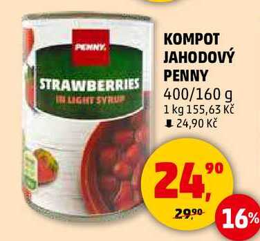 KOMPOT JAHODOVÝ PENNY, 400/160 g 