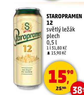 STAROPRAMEN 12 světlý ležák plech, 0,5 l