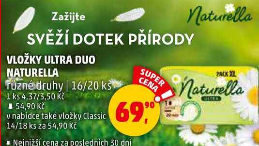 VLOŽKY ULTRA DUO NATURELLA různé druhy, 16/20 ks 