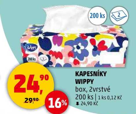 KAPESNÍKY WIPPY box, 2vrstvé, 200 ks 