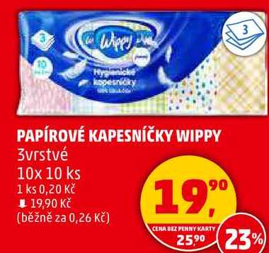 PAPÍROVÉ KAPESNÍČKY WIPPY 3vrstvé, 10x 10 ks 