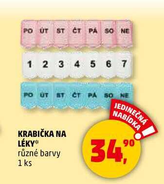 KRABIČKA NA LÉKY různé barvy, 1 ks  