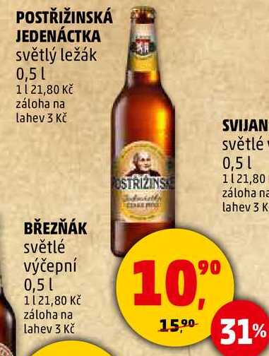 POSTŘIŽINSKÁ JEDENÁCTKA světlý ležák, 0,5 l