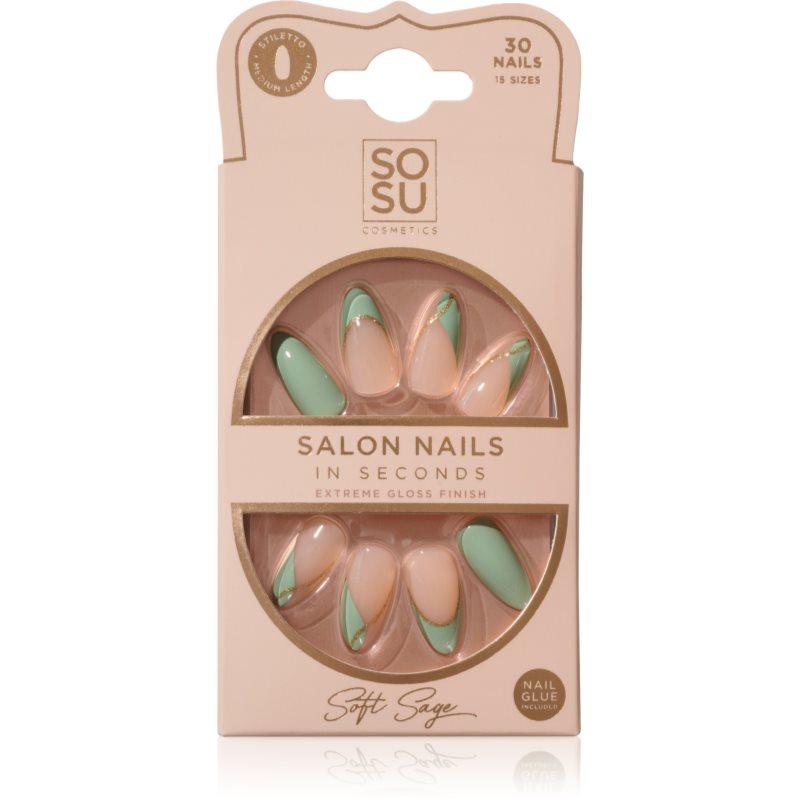 SOSU Cosmetics Salon Nails umělé nehty odstín Soft Sage 30 ks