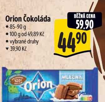Orion Čokoláda 85-90 g