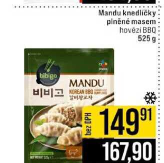 Mandu knedlíčky plněné masem hovězí BBQ 525g
