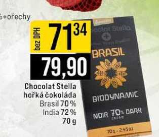 Chocolat Stella hořká čokoláda Brasil 70% India 72% 70g