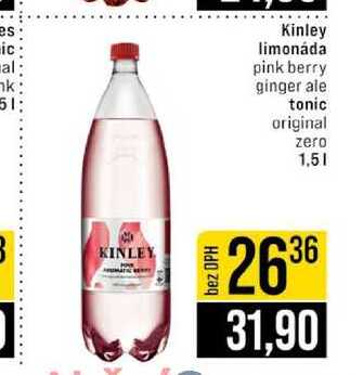 Kinley limonáda pink berry ginger ale tonic original zero 1.5l