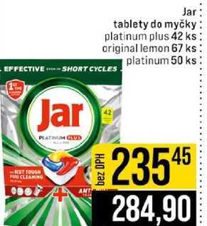 Jar tablety do myčky platinum plus 42 ks original lemon 67 ks platinum 50 ks 