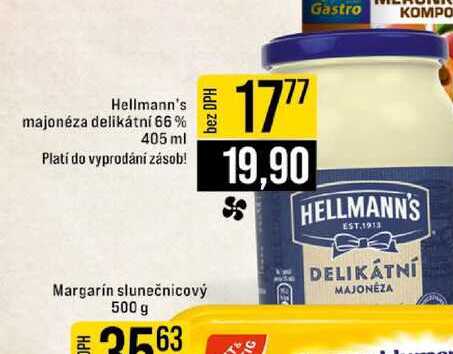 Hellmann's majonéza delikátní 66% 405 ml