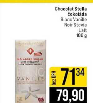 Chocolat Stella čokoláda Blanc Vanille Noir Stevia Lait 100 g 