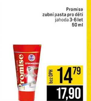 Promise Promise zubní pasta pro děti jahoda 3-6 let 50 ml