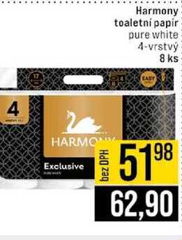 Harmony toaletní papír pure white 4-vrstvý 8 ks 