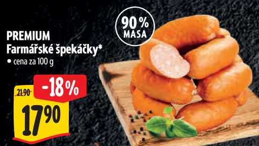 PREMIUM Farmářské špekáčky, cena za 100 g