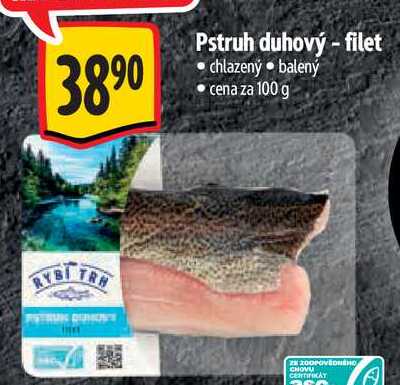 Pstruh duhový-filet, cena za 100 g 