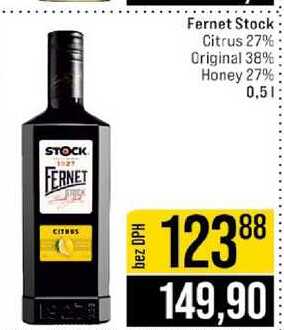 Fernet Stock Citrus 27% Original 38% Honey 27% 0,5l