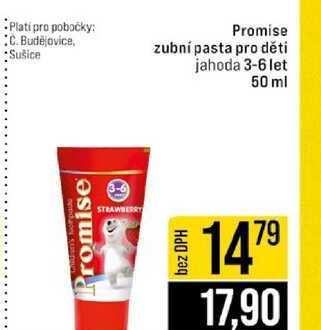 Promise zubní pasta pro děti jahoda 3-6 let 50 ml 